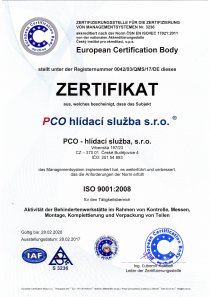 Certifikát ISO 9001:2008 - DE